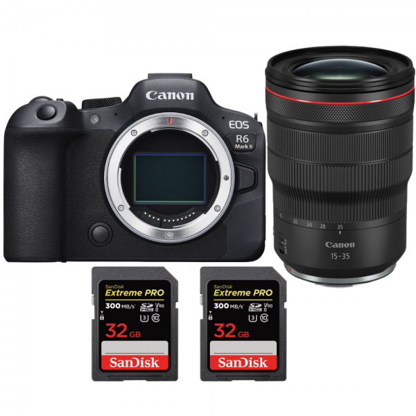 Canon EOS R6 Mark II + RF 15-35mm f/2.8 L IS USM + 2 SanDisk 32GB Extreme PRO UHS-II SDXC 300 MB/s - Appareil Photo Hybride|MCZ DIRECT