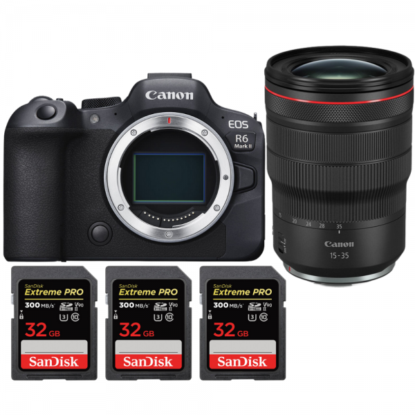 Canon EOS R6 Mark II + RF 15-35mm f/2.8 L IS USM + 3 SanDisk 32GB Extreme PRO UHS-II SDXC 300 MB/s - Appareil Photo Hybride|MCZ DIRECT