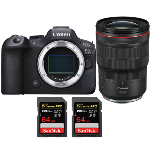 Canon EOS R6 Mark II + RF 15-35mm f/2.8 L IS USM + 2 SanDisk 64GB Extreme PRO UHS-II SDXC 300 MB/s - Appareil Photo Hybride|MCZ DIRECT