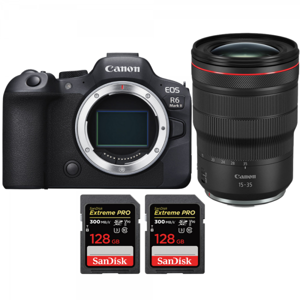 Canon EOS R6 Mark II + RF 15-35mm f/2.8 L IS USM + 2 SanDisk 128GB Extreme PRO UHS-II SDXC 300 MB/s - Appareil Photo Hybride|MCZ DIRECT