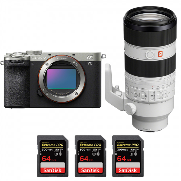 Sony A7C II Silver + FE 70-200mm f/2.8 GM OSS II + 3 SanDisk 64GB Extreme PRO UHS-II SDXC 300 MB/s-1