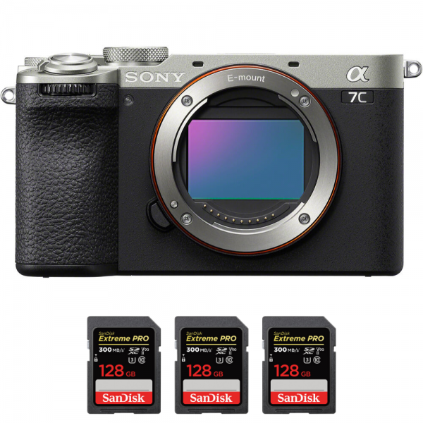 Sony A7C II Silver + 3 SanDisk 128GB Extreme PRO UHS-II SDXC 300 MB/s|MCZ DIRECT