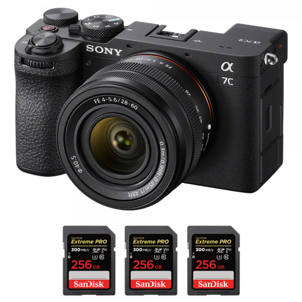 Sony A7C II Negro + FE 28-60mm f/4-5.6 + 3 SanDisk 256GB Extreme PRO UHS-II SDXC 300 MB/s|MCZ DIRECT