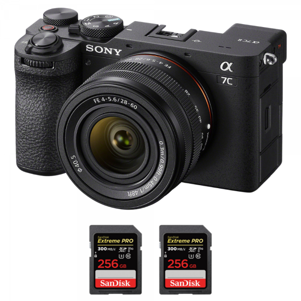 Sony A7C II Black + FE 28-60mm f/4-5.6 + 2 SanDisk 256GB Extreme PRO UHS-II SDXC 300 MB/s|MCZ DIRECT