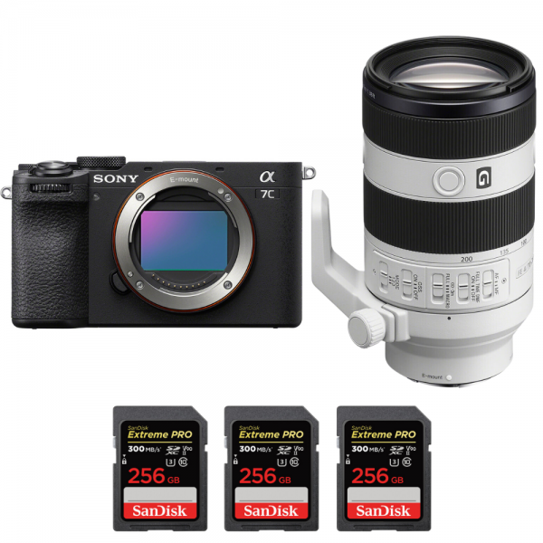 Sony A7C II Negro + FE 70-200mm f/4 Macro G OSS II + 3 SanDisk 256GB Extreme PRO UHS-II SDXC 300 MB/s|MCZ DIRECT