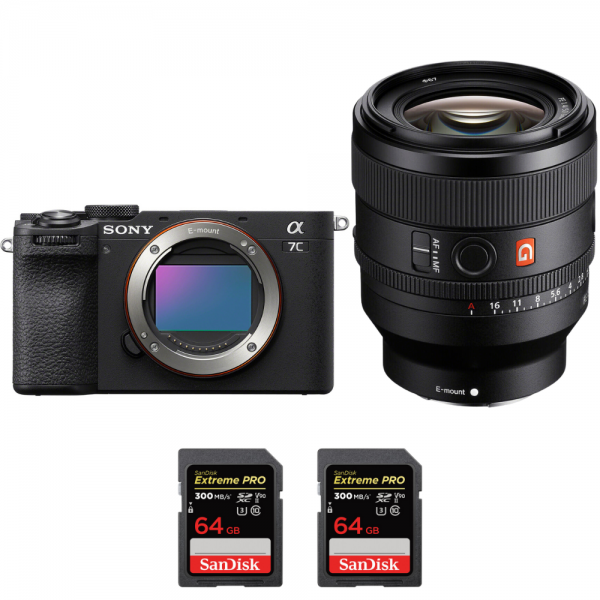 Sony A7C II Negro + FE 50mm f/1.4 GM + 2 SanDisk 64GB Extreme PRO UHS-II SDXC 300 MB/s|MCZ DIRECT