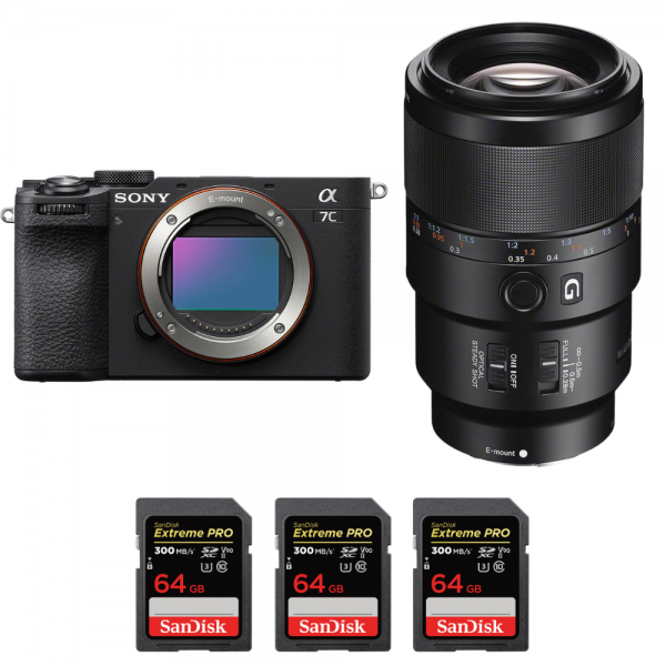 Sony A7C II Negro + FE 90mm f/2.8 Macro G OSS + 3 SanDisk 64GB Extreme PRO UHS-II SDXC 300 MB/s|MCZ DIRECT