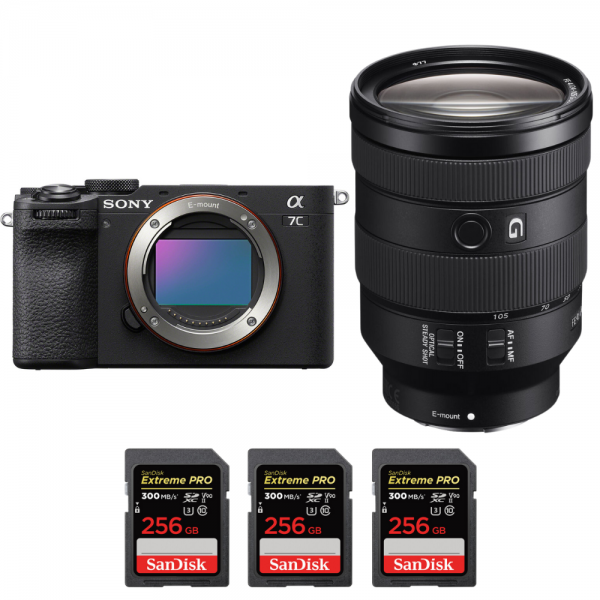 Sony A7C II Black + FE 24-105mm f/4 G OSS + 3 SanDisk 256GB Extreme PRO UHS-II SDXC 300 MB/s|MCZ DIRECT