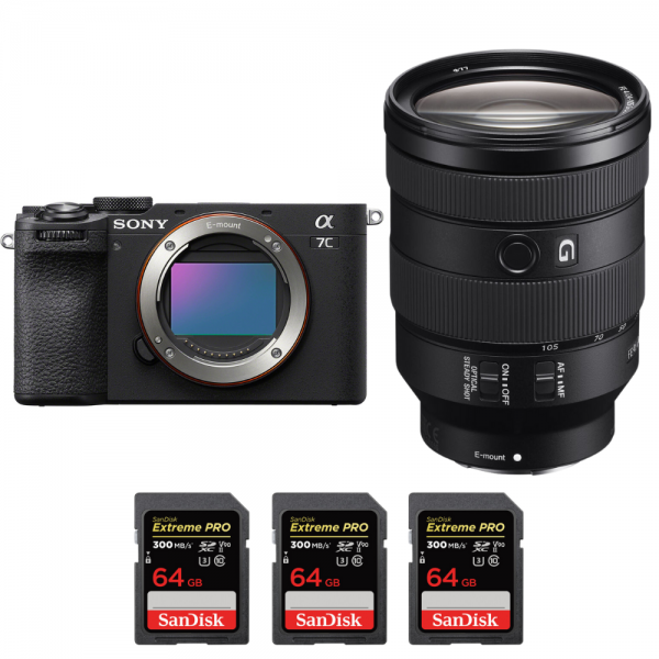 Sony A7C II Black + FE 24-105mm f/4 G OSS + 3 SanDisk 64GB Extreme PRO UHS-II SDXC 300 MB/s-1