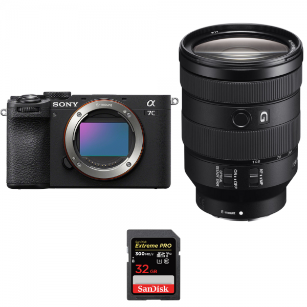 Sony A7C II Noir + FE 24-105mm f/4 G OSS + 1 SanDisk 32GB Extreme PRO UHS-II SDXC 300 MB/s - Appareil Photo Hybride|MCZ DIRECT