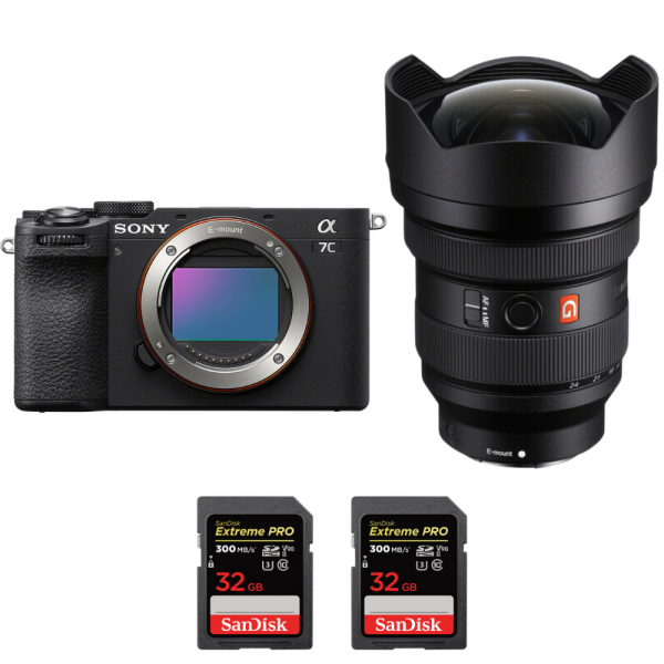 Sony A7C II Noir + FE 12-24mm f/2.8 GM + 2 SanDisk 32GB Extreme PRO UHS-II SDXC 300 MB/s - Appareil Photo Hybride|MCZ DIRECT