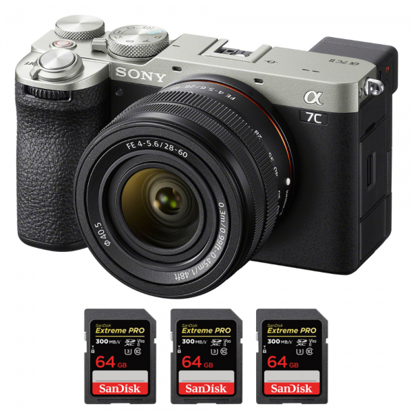 Sony A7C II Silver + FE 28-60mm f/4-5.6 + 3 SanDisk 64GB Extreme PRO UHS-II SDXC 300 MB/s-1