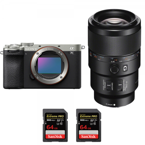 Sony A7C II Silver + FE 90mm f/2.8 Macro G OSS + 2 SanDisk 64GB Extreme PRO UHS-II SDXC 300 MB/s-1