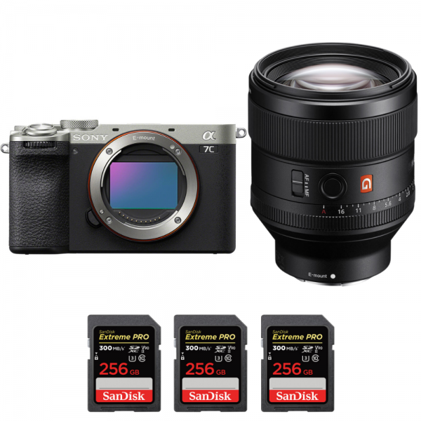 Sony A7C II Silver + FE 85mm f/1.4 GM + 3 SanDisk 256GB Extreme PRO UHS-II SDXC 300 MB/s - Appareil Photo Hybride|MCZ DIRECT