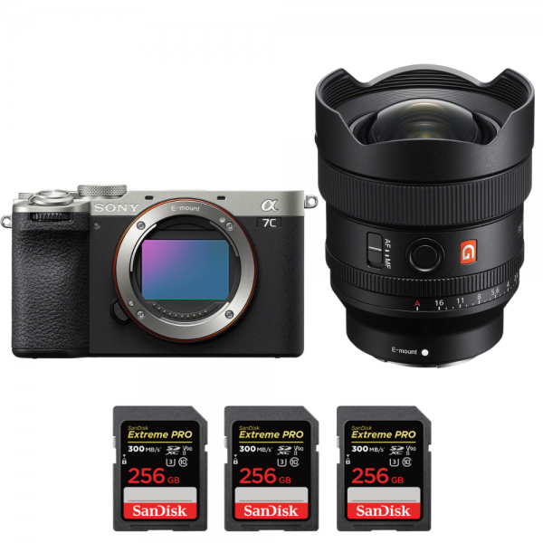 Sony A7C II Silver + FE 14mm f/1.8 GM + 3 SanDisk 256GB Extreme PRO UHS-II SDXC 300 MB/s-1