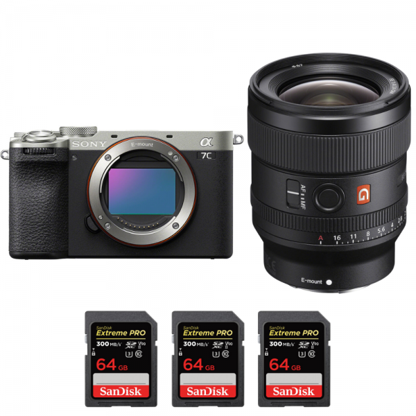 Sony A7C II Silver + FE 24mm f/1.4 GM + 3 SanDisk 64GB Extreme PRO UHS-II SDXC 300 MB/s - Appareil Photo Hybride|MCZ DIRECT