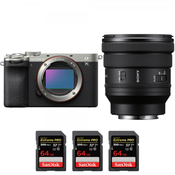 Sony A7C II Silver + FE PZ 16-35mm f/4 G + 3 SanDisk 64GB Extreme PRO UHS-II SDXC 300 MB/s|MCZ DIRECT