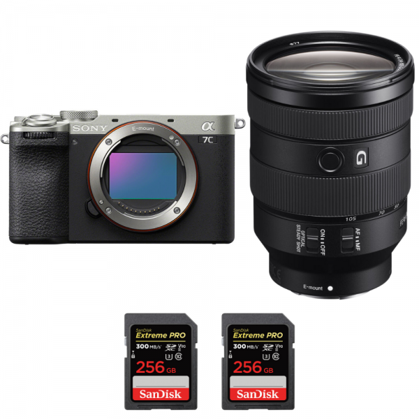 Sony A7C II Silver + FE 24-105mm f/4 G OSS + 2 SanDisk 256GB Extreme PRO UHS-II SDXC 300 MB/s-1