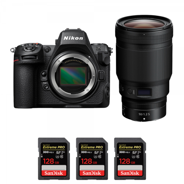 Nikon Z8 + Z 50mm f/1.2 S + 3 SanDisk 128GB Extreme PRO UHS-II SDXC 300 MB/s - Appareil Photo Hybride Plein Format|MCZ DIRECT