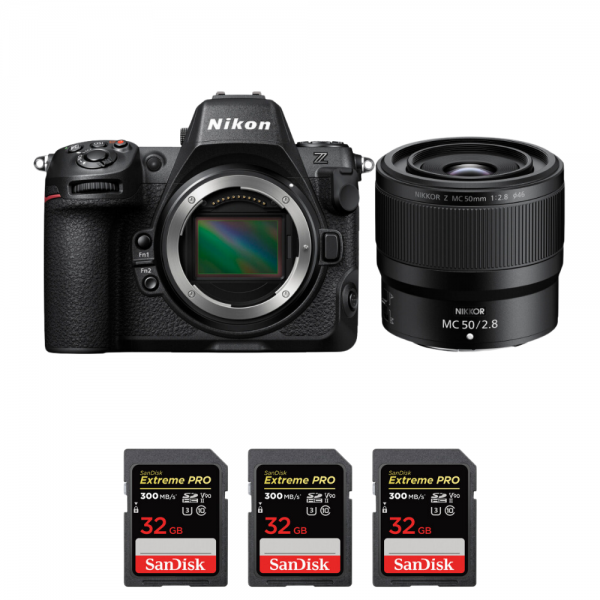 Nikon Z8 + Z MC 50mm f/2.8 Macro + 3 SanDisk 32GB Extreme PRO UHS-II SDXC 300 MB/s - Appareil Photo Hybride Plein Format|MCZ DIRECT