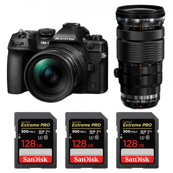 OM System OM-1 Mark II + ED 12-40mm f/2.8 Pro II + ED 40-150mm f/2.8 Pro + 3 SanDisk 128GB Extreme PRO UHS-II SDXC 300 MB/s|MCZ DIRECT