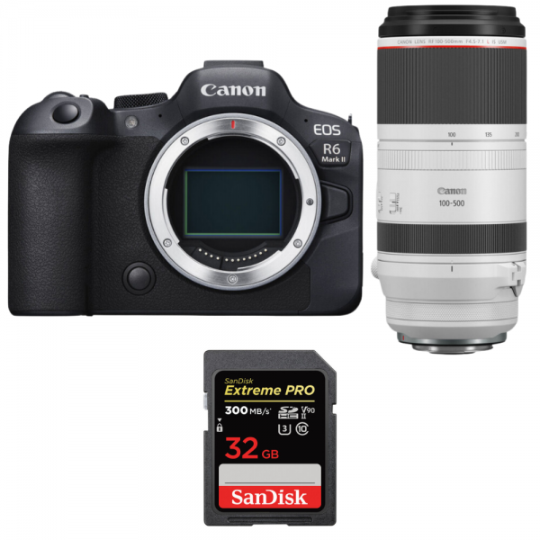 Canon EOS R6 Mark II + RF 100-500 mm f/4,5-7,1 L IS USM + 1 SanDisk 32GB Extreme PRO UHS-II SDXC 300 MB/s|MCZ DIRECT