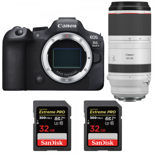 Canon EOS R6 Mark II + RF 100-500 mm f/4,5-7,1 L IS USM + 2 SanDisk 32GB Extreme PRO UHS-II SDXC 300 MB/s|MCZ DIRECT