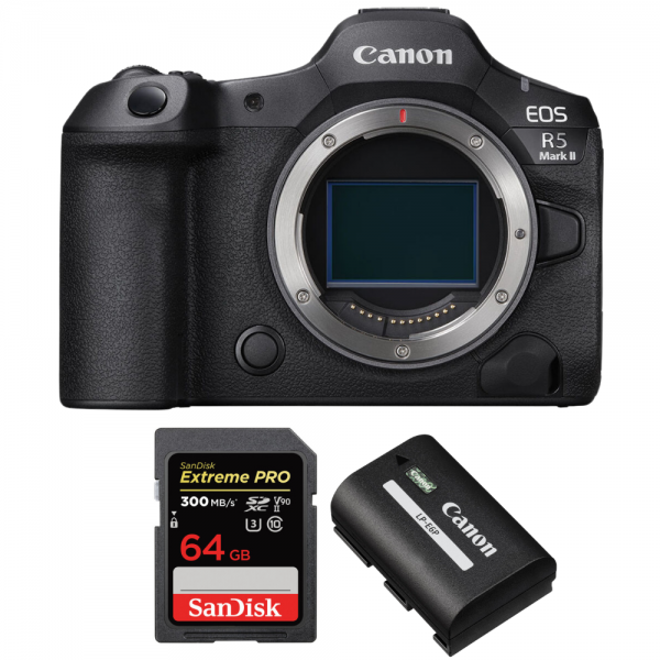 Canon EOS R5 Mark II + 1 SanDisk 64GB Extreme PRO UHS-II SDXC 300 MB/s + 1 Canon LP-E6P-1