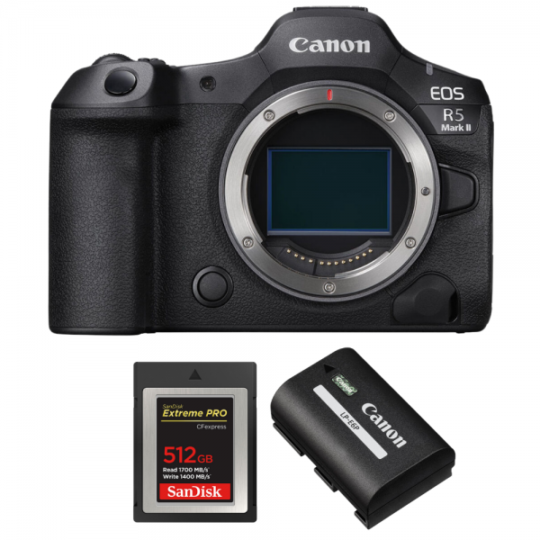 Canon EOS R5 Mark II + 1 SanDisk 512GB Extreme PRO CFexpress Type B + 1 Canon LP-E6P-1