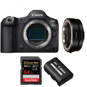 Canon EOS R5 Mark II + EF-EOS R + 1 SanDisk 64GB Extreme PRO UHS-II SDXC 300 MB/s + 1 Canon LP-E6P-1