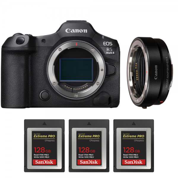 Canon EOS R5 Mark II + EF-EOS R + 3 SanDisk 128GB Extreme PRO CFexpress Type B-1