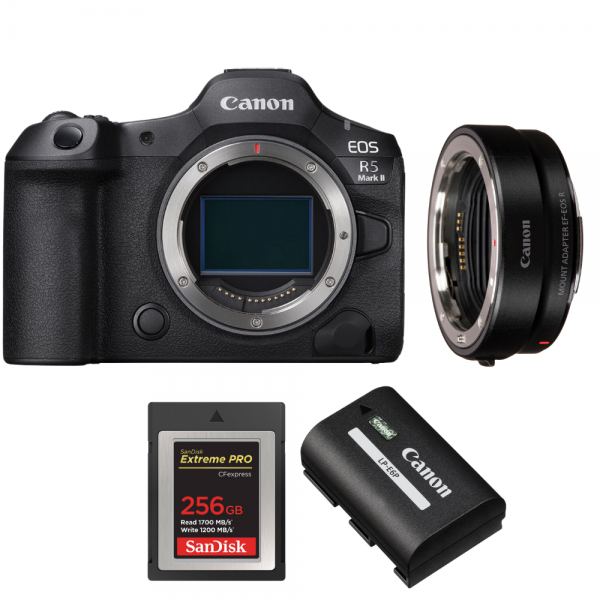 Canon EOS R5 Mark II + EF-EOS R + 1 SanDisk 256GB Extreme PRO CFexpress Type B + 1 Canon LP-E6P-1