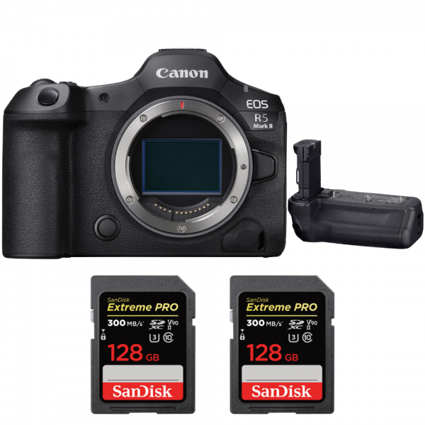 Canon EOS R5 Mark II + Canon BG-R20 + 2 SanDisk 128GB Extreme PRO UHS-II SDXC 300 MB/s-1