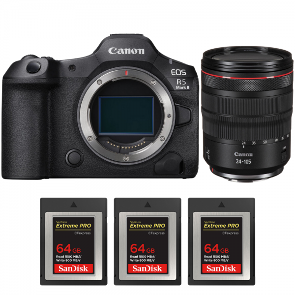 Canon EOS R5 Mark II + RF 24-105mm f/4 L IS USM + 3 SanDisk 64GB Extreme PRO CFexpress Type B-1