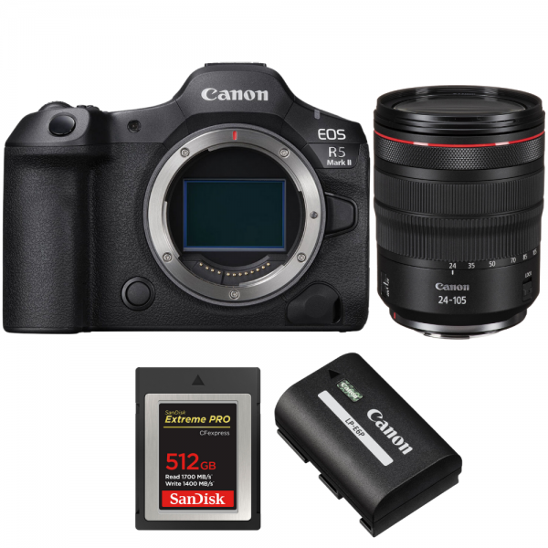 Canon EOS R5 Mark II + RF 24-105mm f/4 L IS USM + 1 SanDisk 512GB Extreme PRO CFexpress Type B + 1 Canon LP-E6P-1