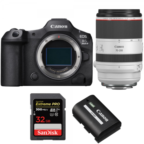 Canon EOS R5 Mark II + RF 70-200mm f/2.8 L IS USM + 1 SanDisk 32GB Extreme PRO UHS-II SDXC 300 MB/s + 1 Canon LP-E6P-1