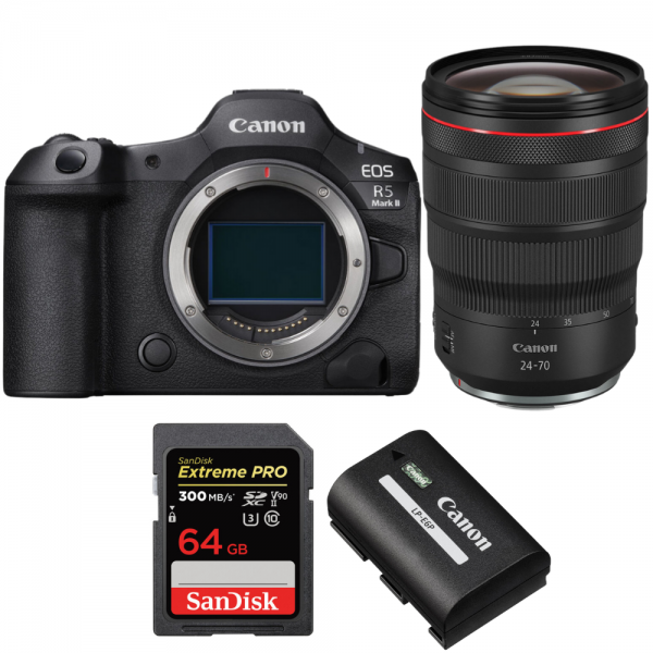 Canon EOS R5 Mark II + RF 24-70mm f/2.8 L IS USM + 1 SanDisk 64GB Extreme PRO UHS-II SDXC 300 MB/s + 1 Canon LP-E6P-1