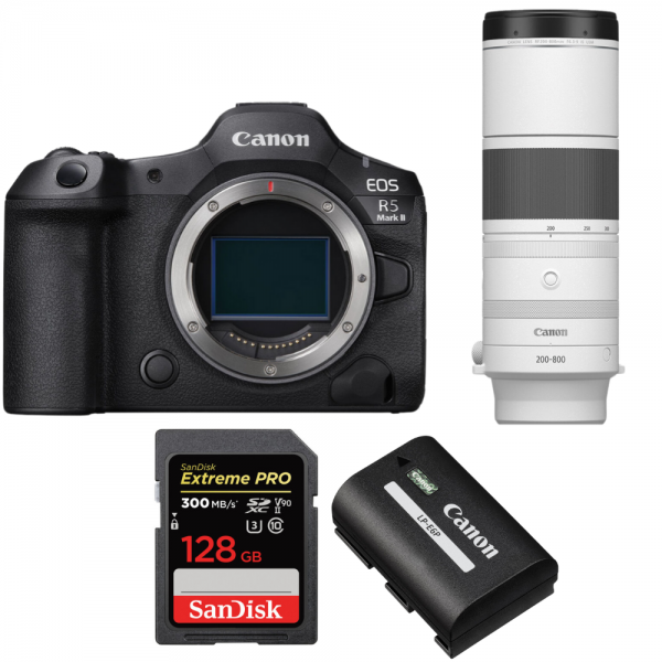 Canon EOS R5 Mark II + RF 200-800mm f/6.3-9 IS USM + 1 SanDisk 128GB Extreme PRO UHS-II SDXC 300 MB/s + 1 Canon LP-E6P-1