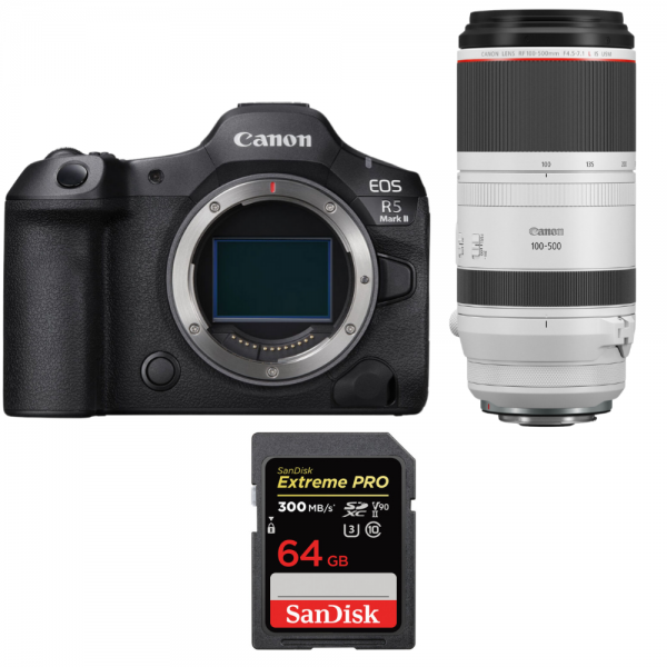 Canon EOS R5 Mark II + RF 100-500mm f/4.5-7.1 L IS USM + 1 SanDisk 64GB Extreme PRO UHS-II SDXC 300 MB/s-1