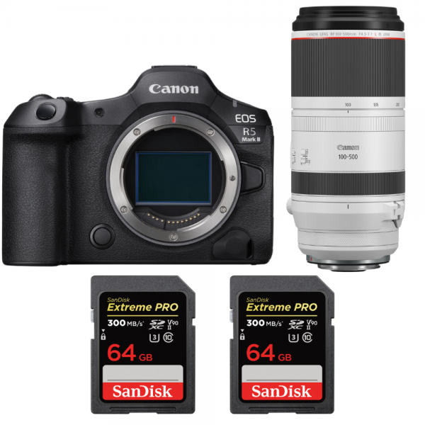 Canon EOS R5 Mark II + RF 100-500mm f/4.5-7.1 L IS USM + 2 SanDisk 64GB Extreme PRO UHS-II SDXC 300 MB/s-1