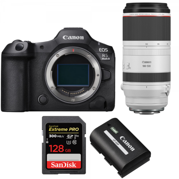 Canon EOS R5 Mark II + RF 100-500mm f/4.5-7.1 L IS USM + 1 SanDisk 128GB Extreme PRO UHS-II SDXC 300 MB/s + 1 Canon LP-E6P-1