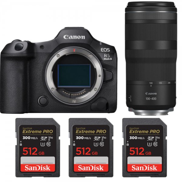 Canon EOS R5 Mark II + RF 100-400mm f/5.6-8 IS USM + 3 SanDisk 512GB Extreme PRO UHS-II SDXC 300 MB/s-1