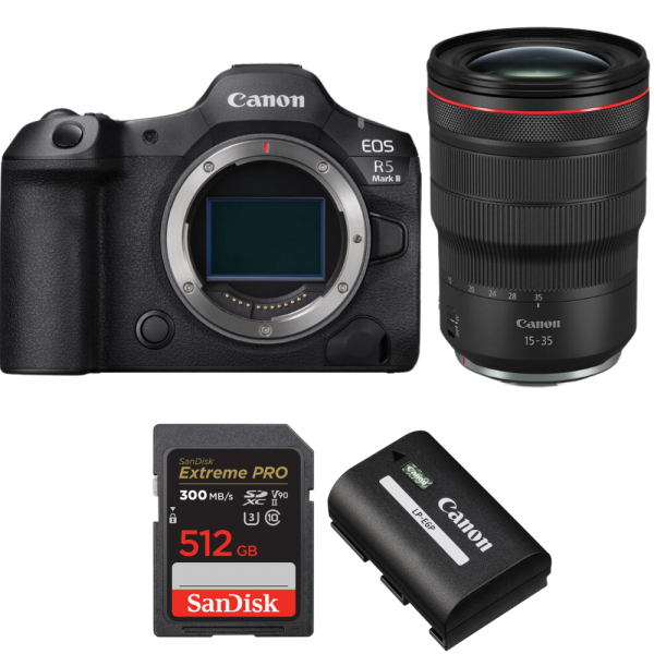 Canon EOS R5 Mark II + RF 15-35mm f/2.8 L IS USM + 1 SanDisk 512GB Extreme PRO UHS-II SDXC 300 MB/s + 1 Canon LP-E6P-1