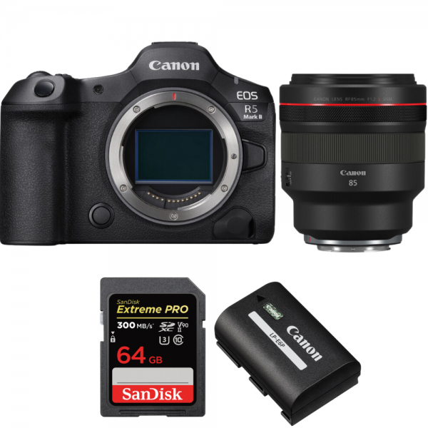 Canon EOS R5 Mark II + RF 85mm f/1.2 L USM + 1 SanDisk 64GB Extreme PRO UHS-II SDXC 300 MB/s + 1 Canon LP-E6P-1