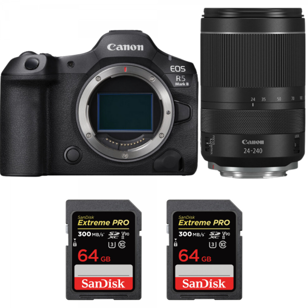 Canon EOS R5 Mark II + RF 24-240mm f/4-6.3 IS USM + 2 SanDisk 64GB Extreme PRO UHS-II SDXC 300 MB/s-1