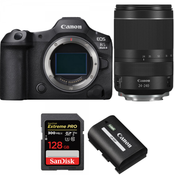 Canon EOS R5 Mark II + RF 24-240mm f/4-6.3 IS USM + 1 SanDisk 128GB Extreme PRO UHS-II SDXC 300 MB/s + 1 Canon LP-E6P-1