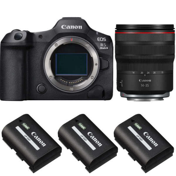 Canon EOS R5 Mark II + RF 14-35mm f/4 L IS USM + 3 Canon LP-E6P|MCZ DIRECT