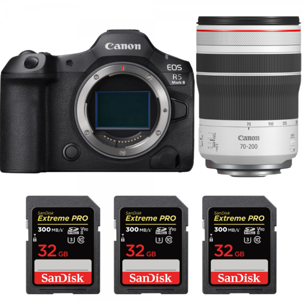 Canon EOS R5 Mark II + RF 70-200mm f/4 L IS USM + 3 SanDisk 32GB Extreme PRO UHS-II SDXC 300 MB/s-1