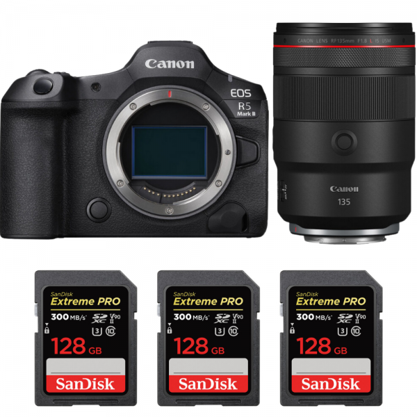 Canon EOS R5 Mark II + RF 135mm f/1.8 L IS USM + 3 SanDisk 128GB Extreme PRO UHS-II SDXC 300 MB/s-1