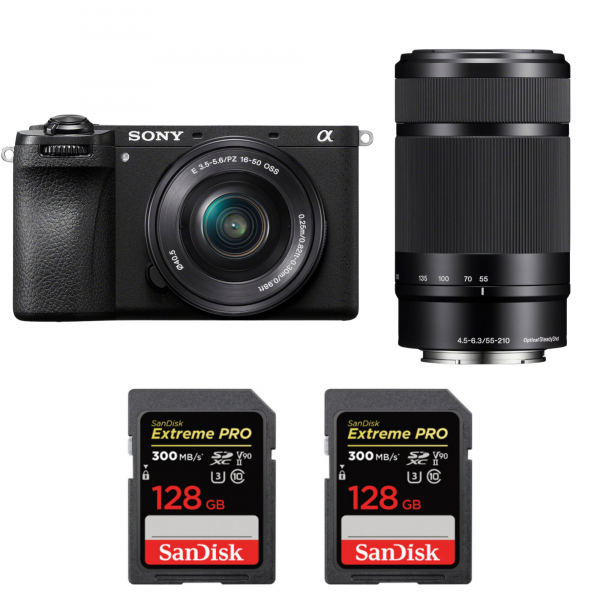 Sony A6700 + 16-50mm f/3.5-5.6 OSS + 55-210mm f/4.5-6.3 OSS + 2 SanDisk 128GB Extreme PRO UHS-II SDXC 300 MB/s|MCZ DIRECT